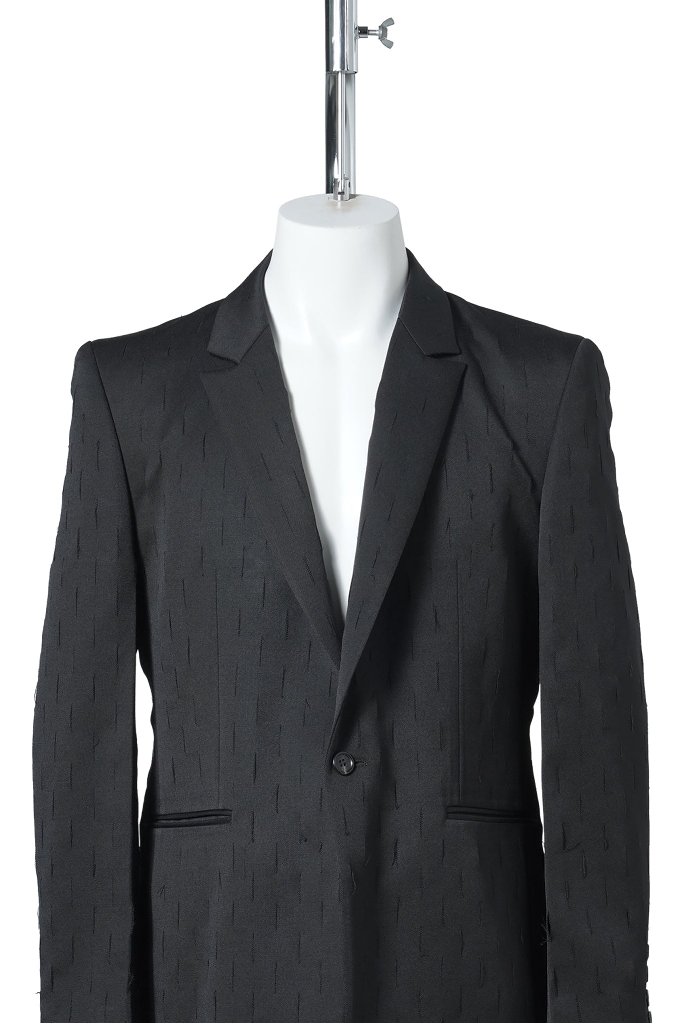 SLASHED WOOL GABARDINE SINGLE BRESTED JACKET / BLACK