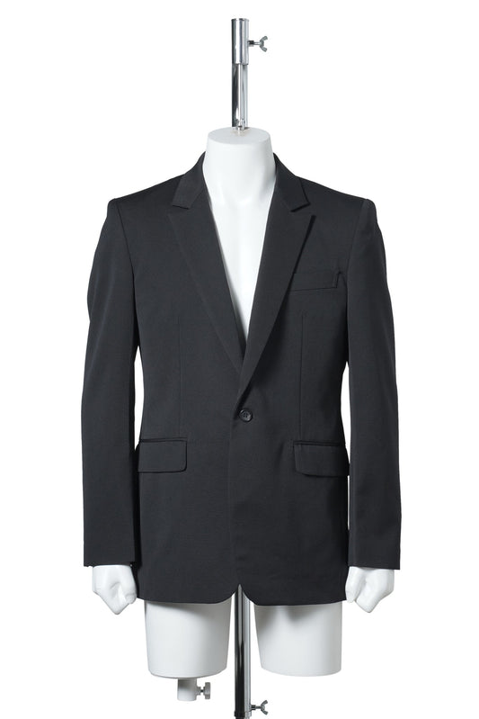 WOOL DOBBY SINGLE BREASTED JACKET / BLACK