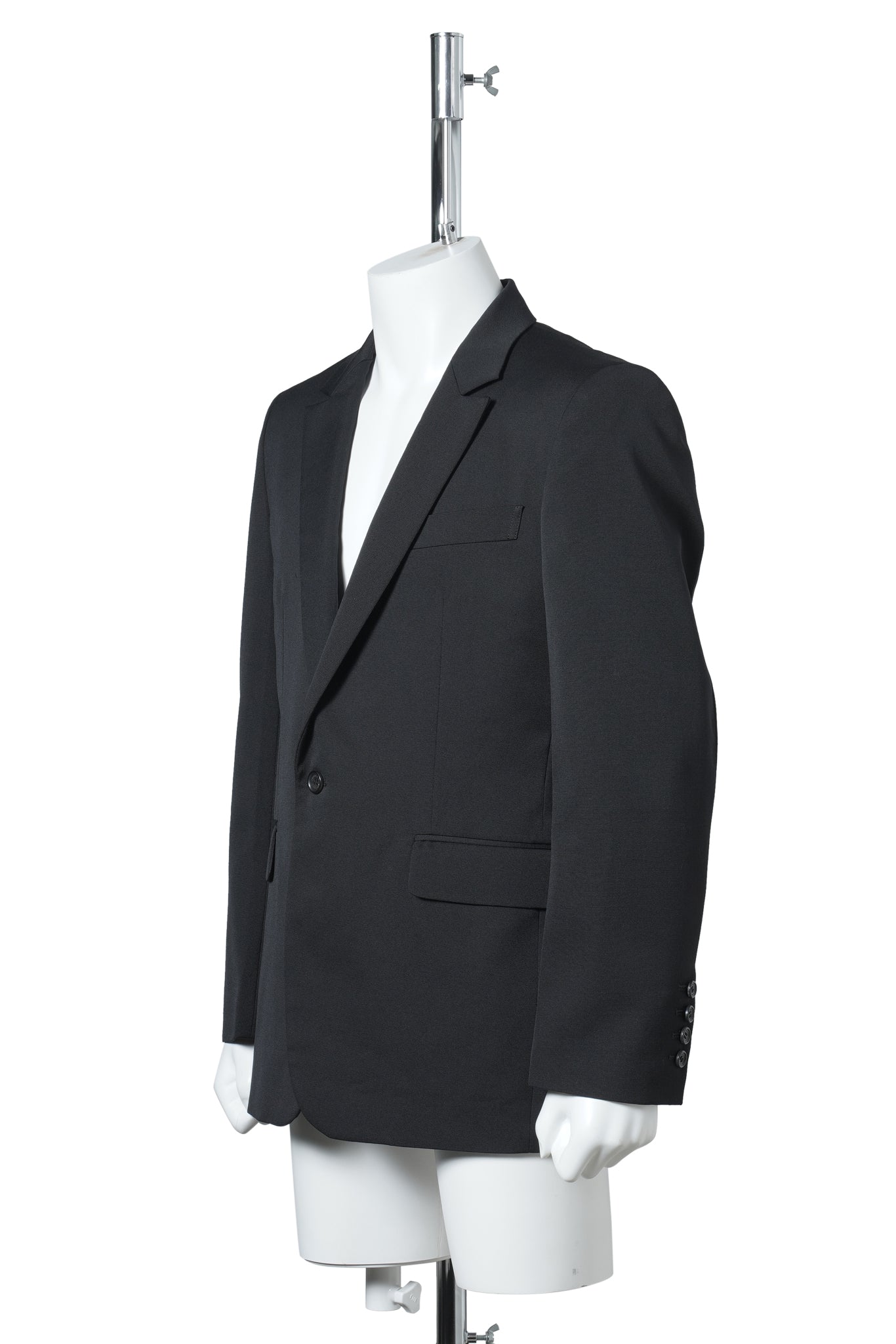 WOOL DOBBY SINGLE BREASTED JACKET / BLACK