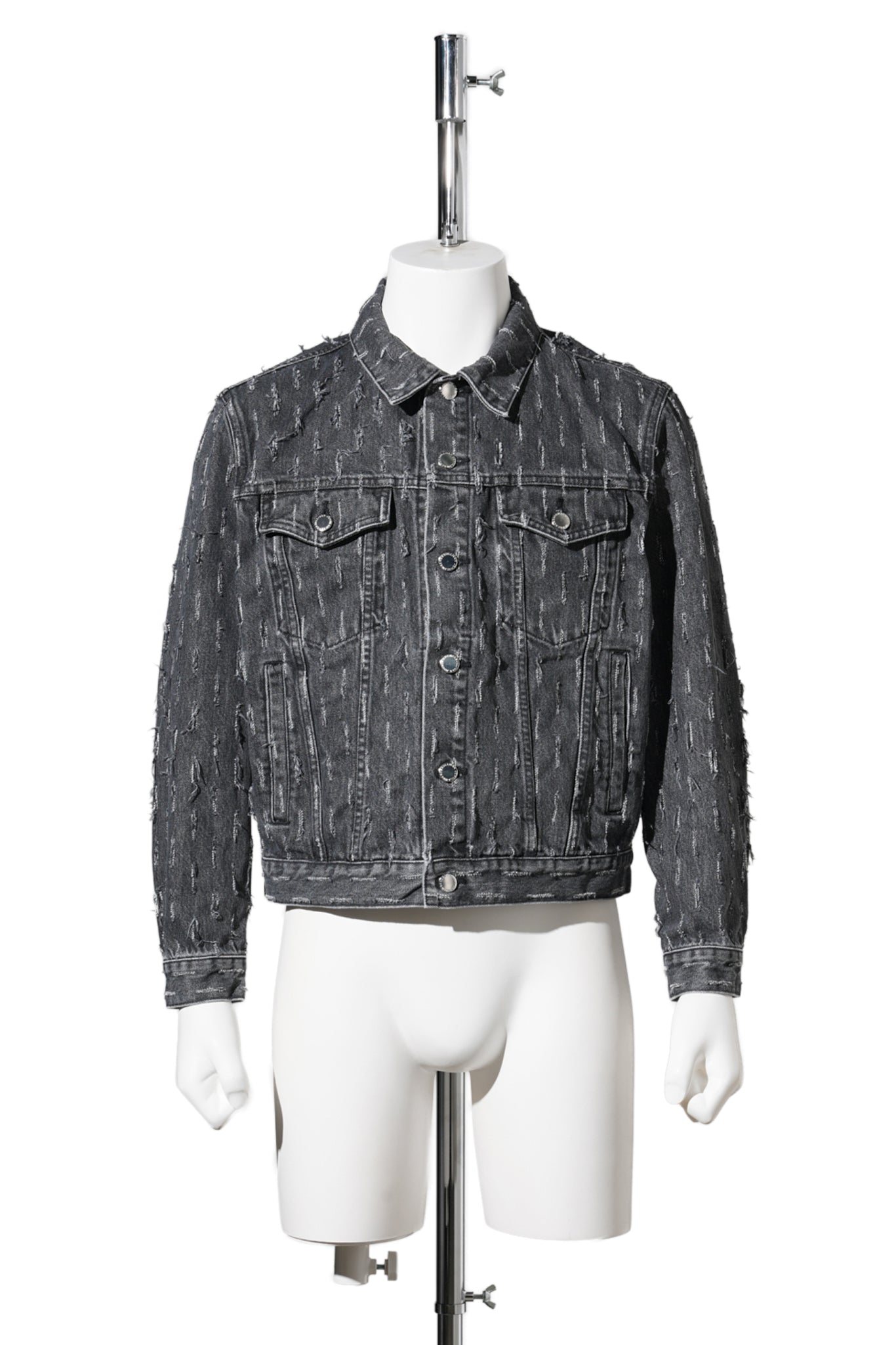 SLASHED DENIM JACKET / BLACK