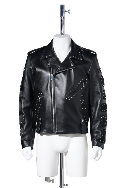 LAMBSKIN DOUBLE BREASTED BIKER JACKET / BLACK