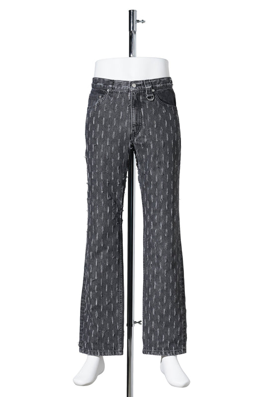 SLASHED DENIM PANTS / BLACK