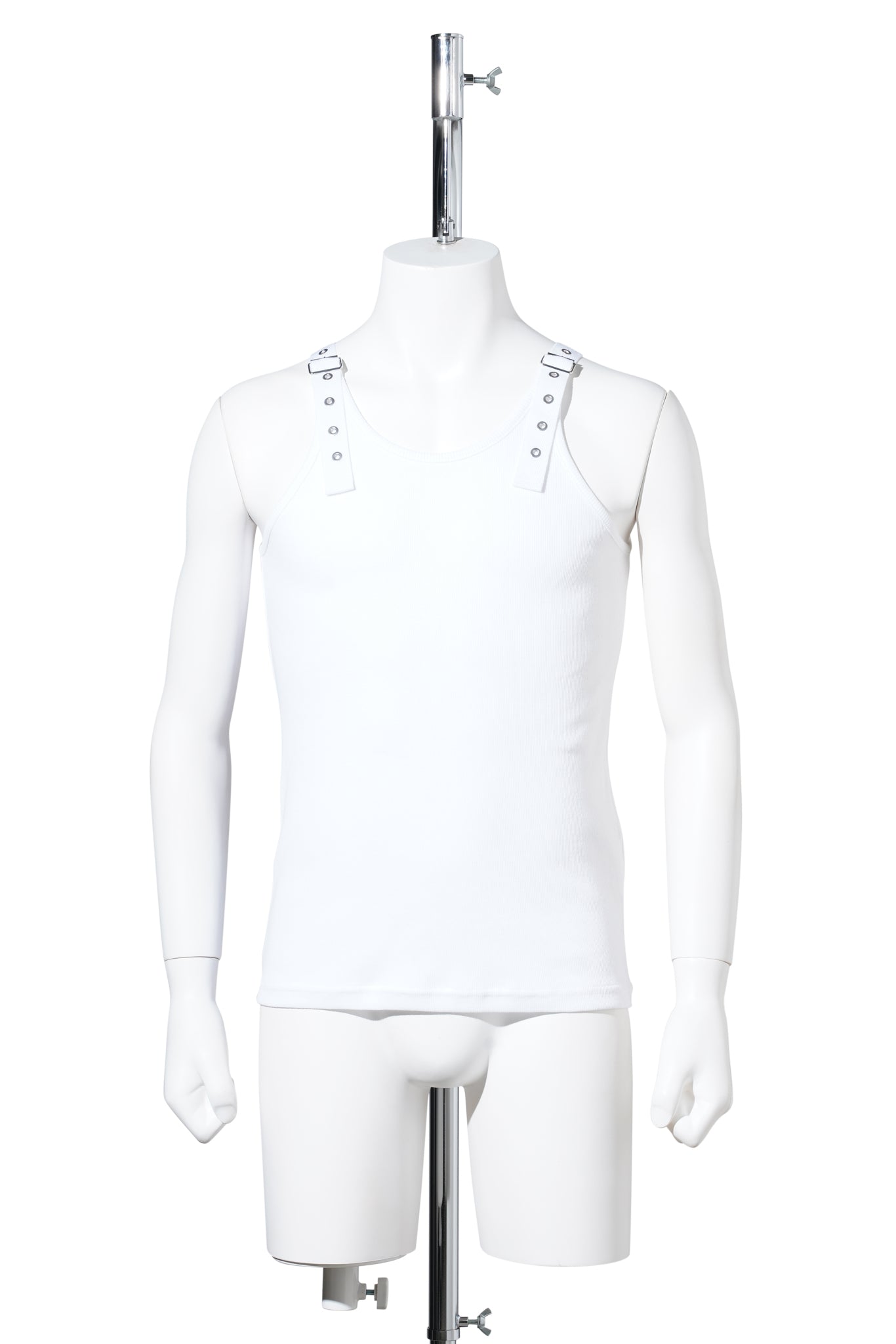 COTTON RIB STRAP TANK-TOP / WHITE