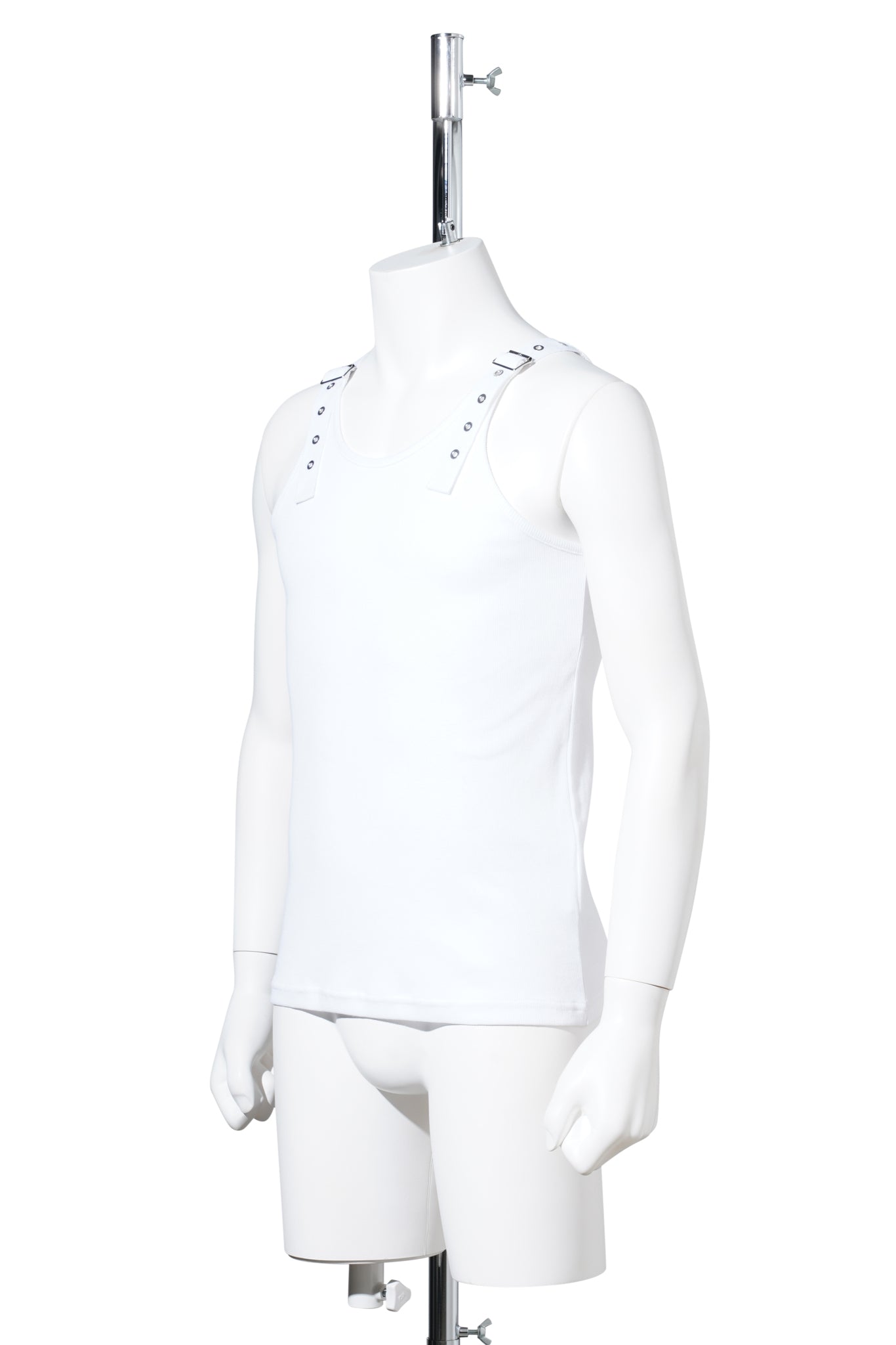 COTTON RIB STRAP TANK-TOP / WHITE