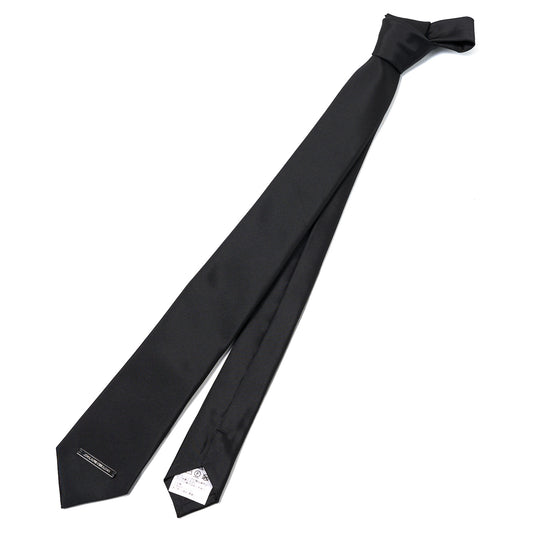 LOGO PLATE SILK NECK TIE / BLACK