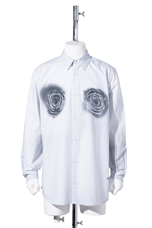 UNISEX SHIRT PRINTED "BLURRY ROSES" / WHITE/GREY/BLACK