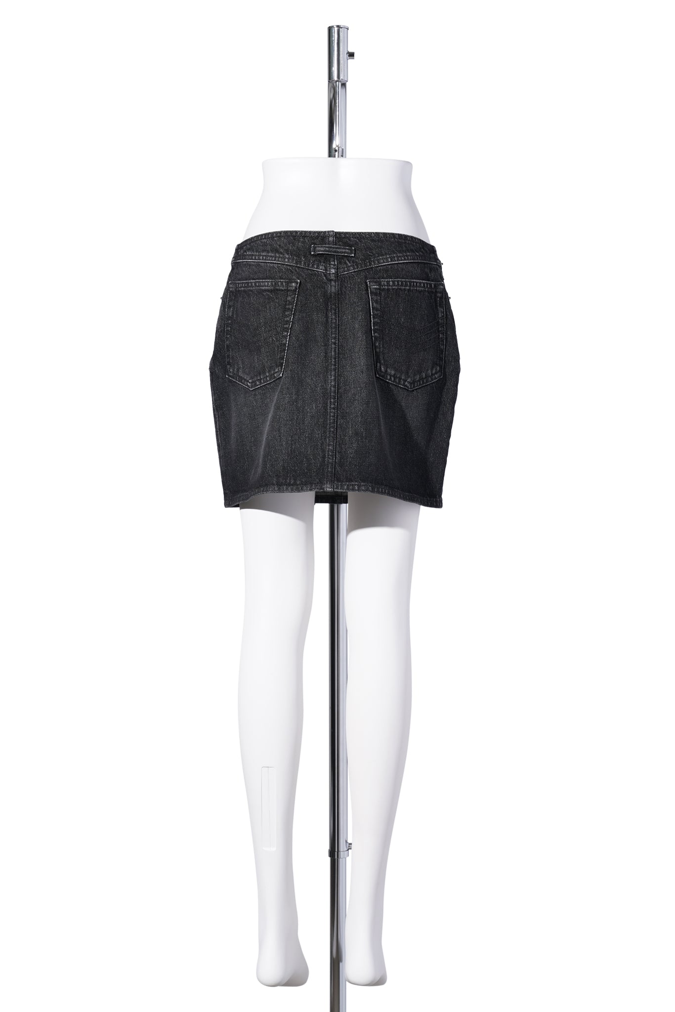 DENIM FRONT ZIPPED MINI SKIRT / VINTAGEBLACK