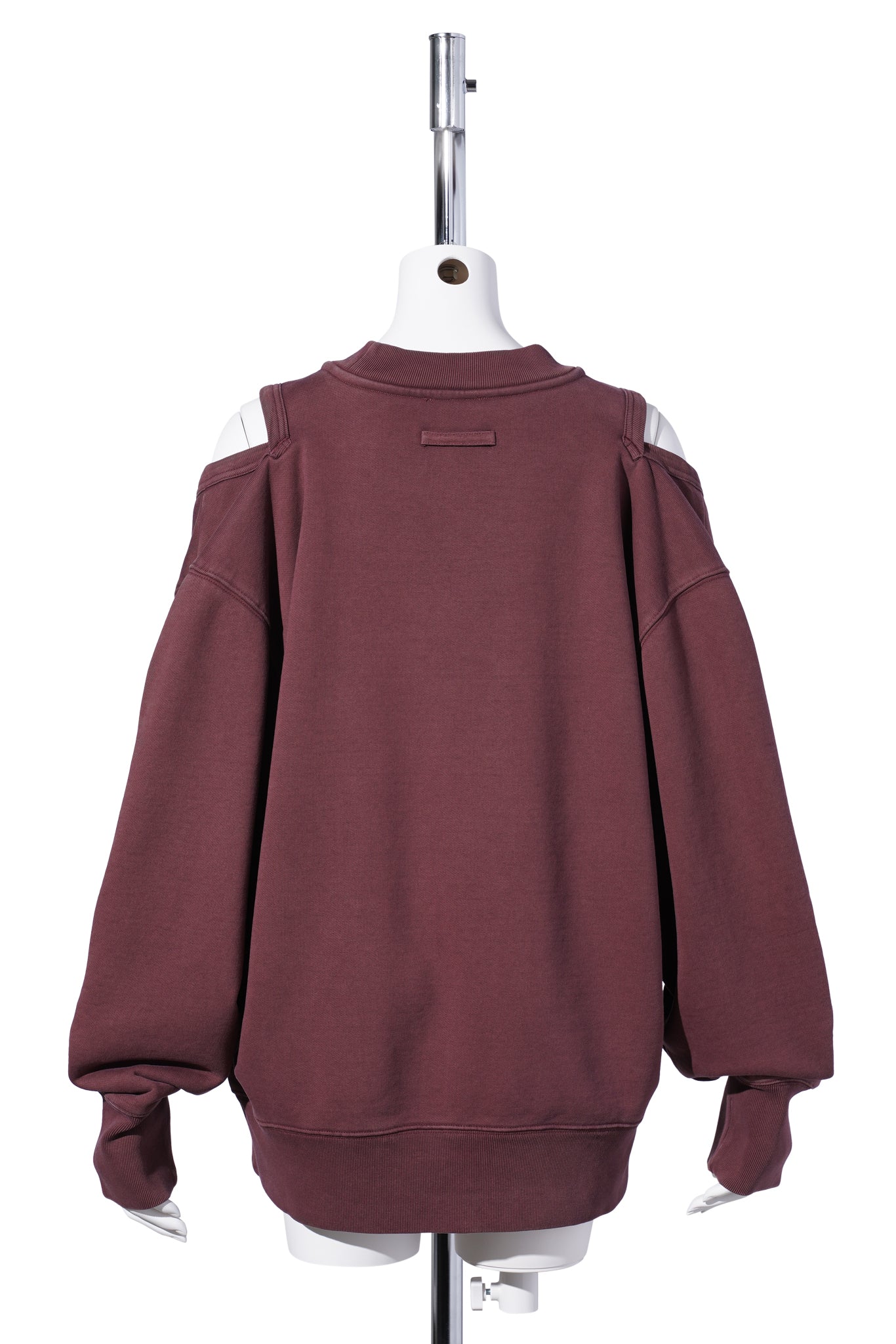COTTON FRENCH TERRY CUT OUT CREWNECK / BURGUNDY
