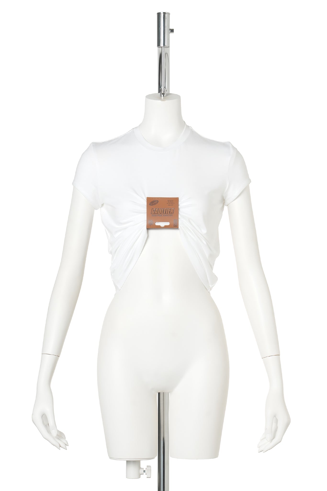 VISCOSE JERSEY BABY TEE WITH LEATHER TAG DETAIL / 01:WHITE