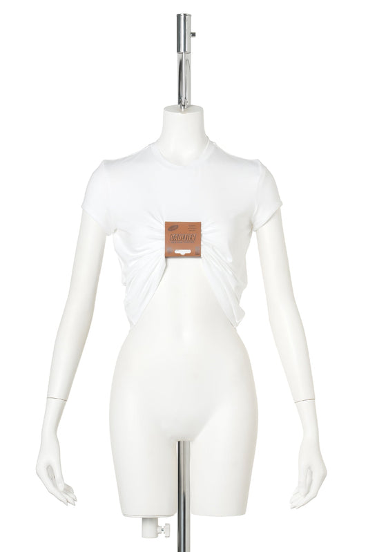 VISCOSE JERSEY BABY TEE WITH LEATHER TAG DETAIL / 01:WHITE