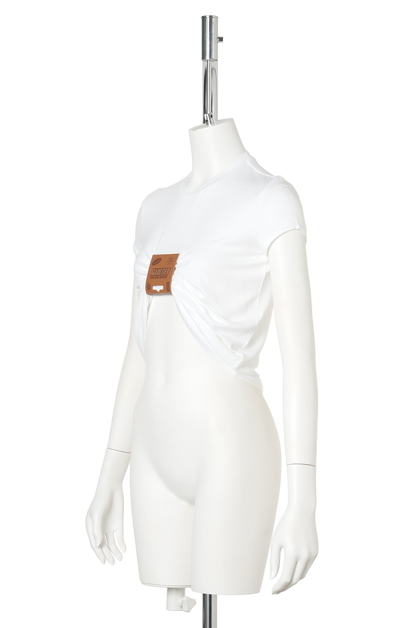 VISCOSE JERSEY BABY TEE WITH LEATHER TAG DETAIL / 01:WHITE