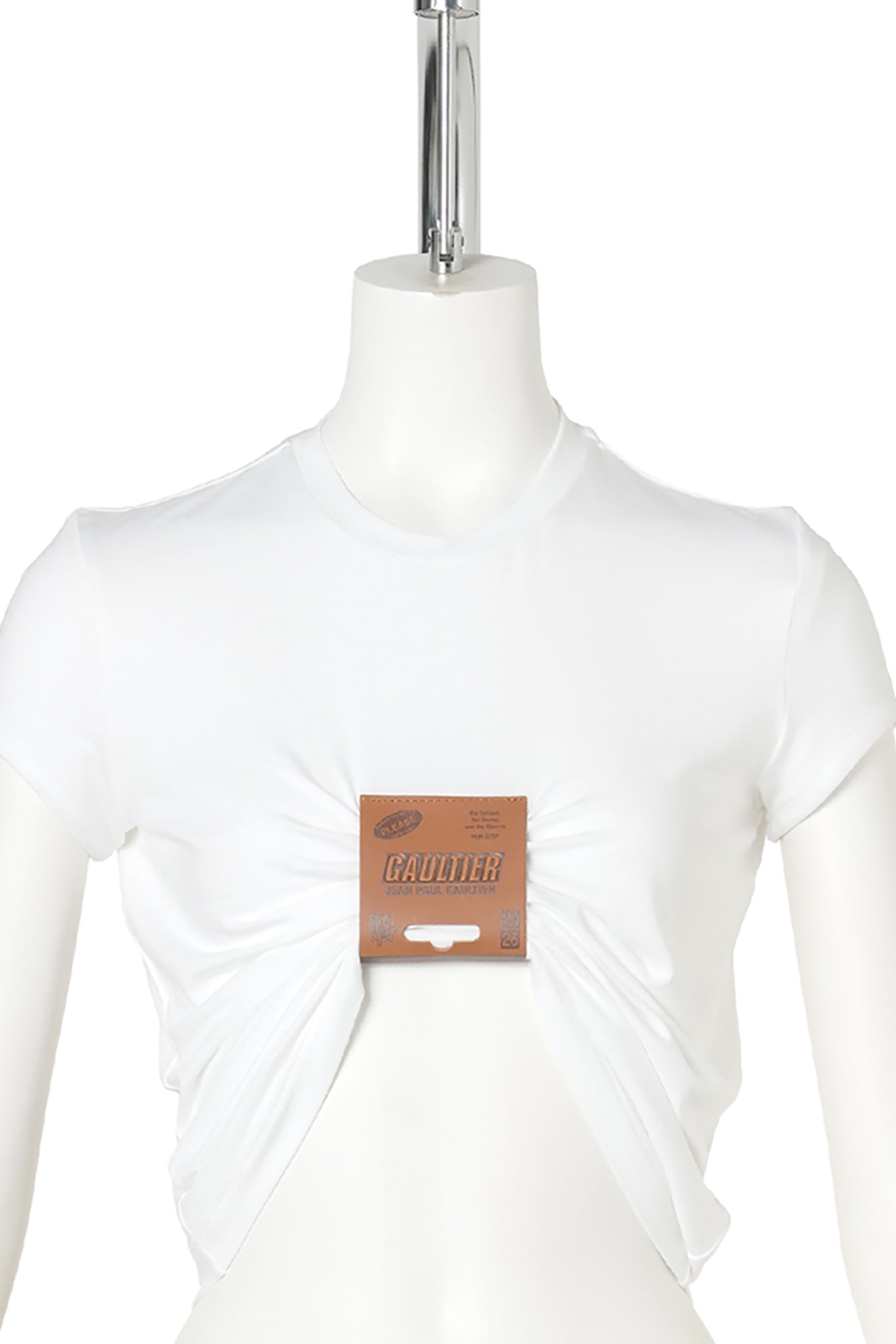 VISCOSE JERSEY BABY TEE WITH LEATHER TAG DETAIL / 01:WHITE