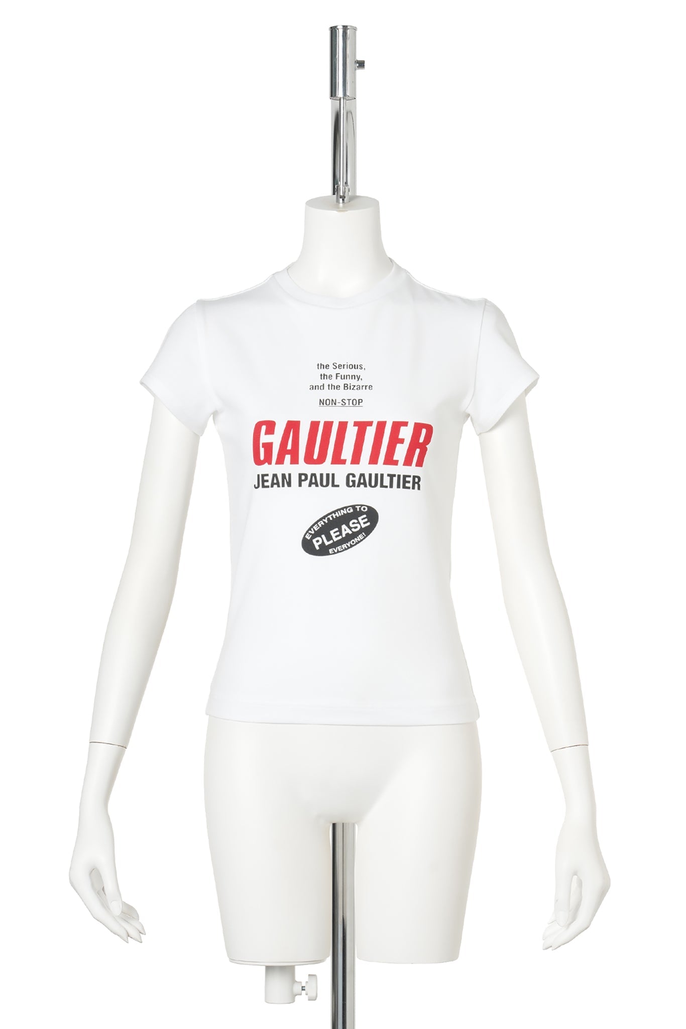 BABY TEE PRINTED "GAULTIER" LOGO / 010030:WHITE/BLACK/RED