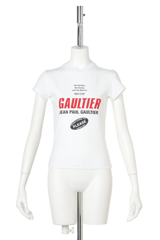 BABY TEE PRINTED "GAULTIER" LOGO / 010030:WHITE/BLACK/RED