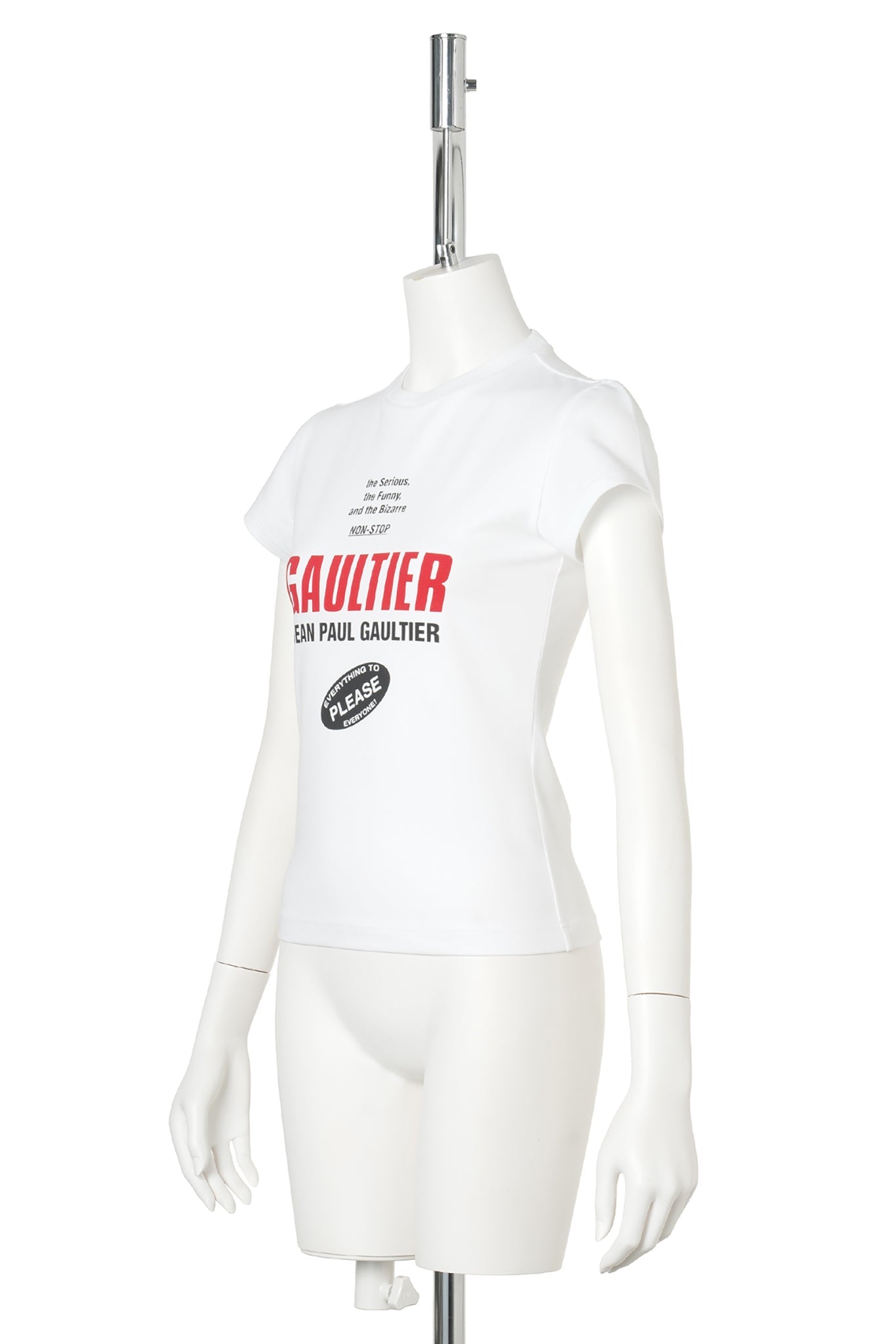 BABY TEE PRINTED "GAULTIER" LOGO / 010030:WHITE/BLACK/RED
