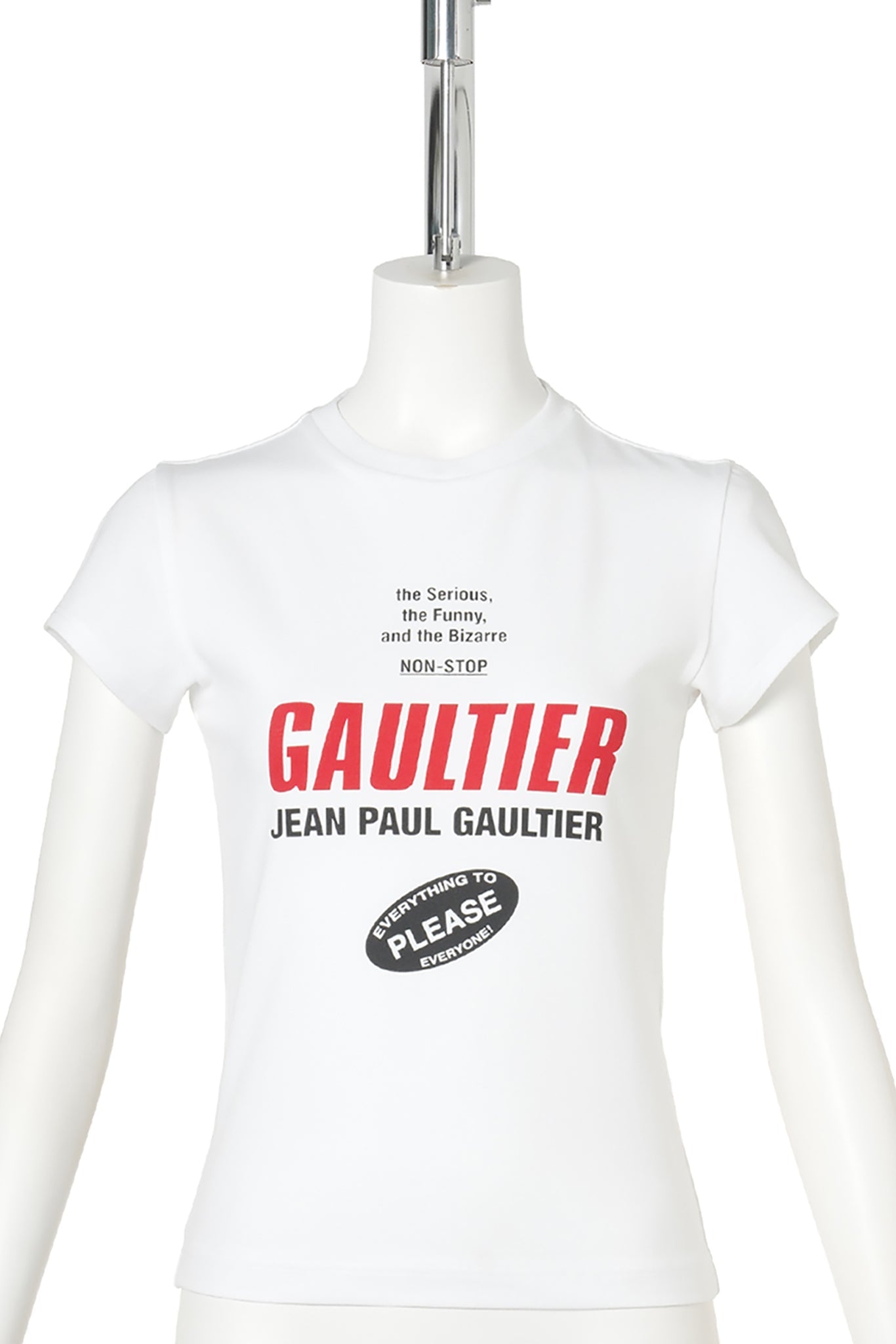 BABY TEE PRINTED "GAULTIER" LOGO / 010030:WHITE/BLACK/RED