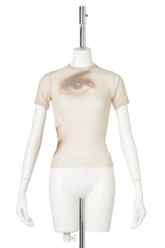 MESH BABY TEE PRINTED "FACE" / 68:BEIGE
