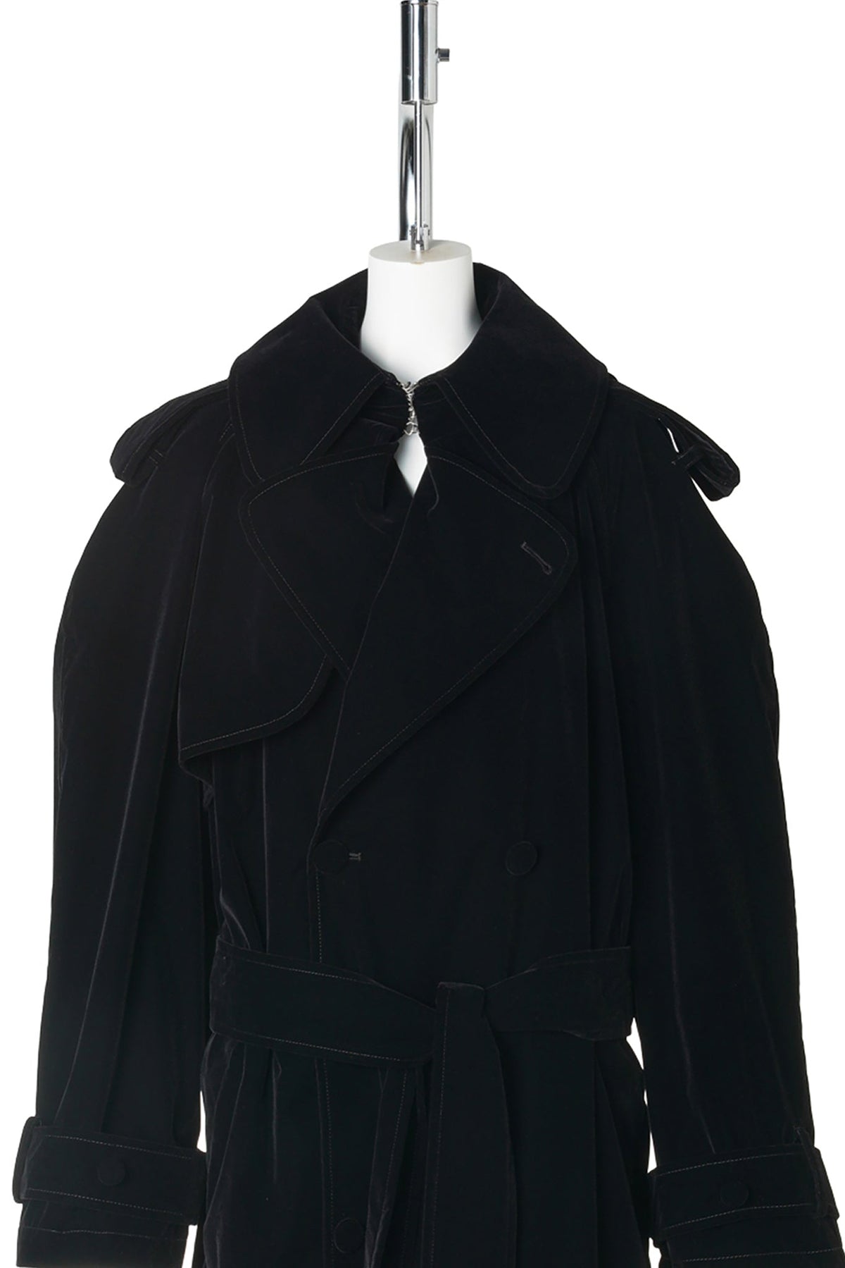 NYLON FLOCK LONG TRENCH COAT / 00:BLACK