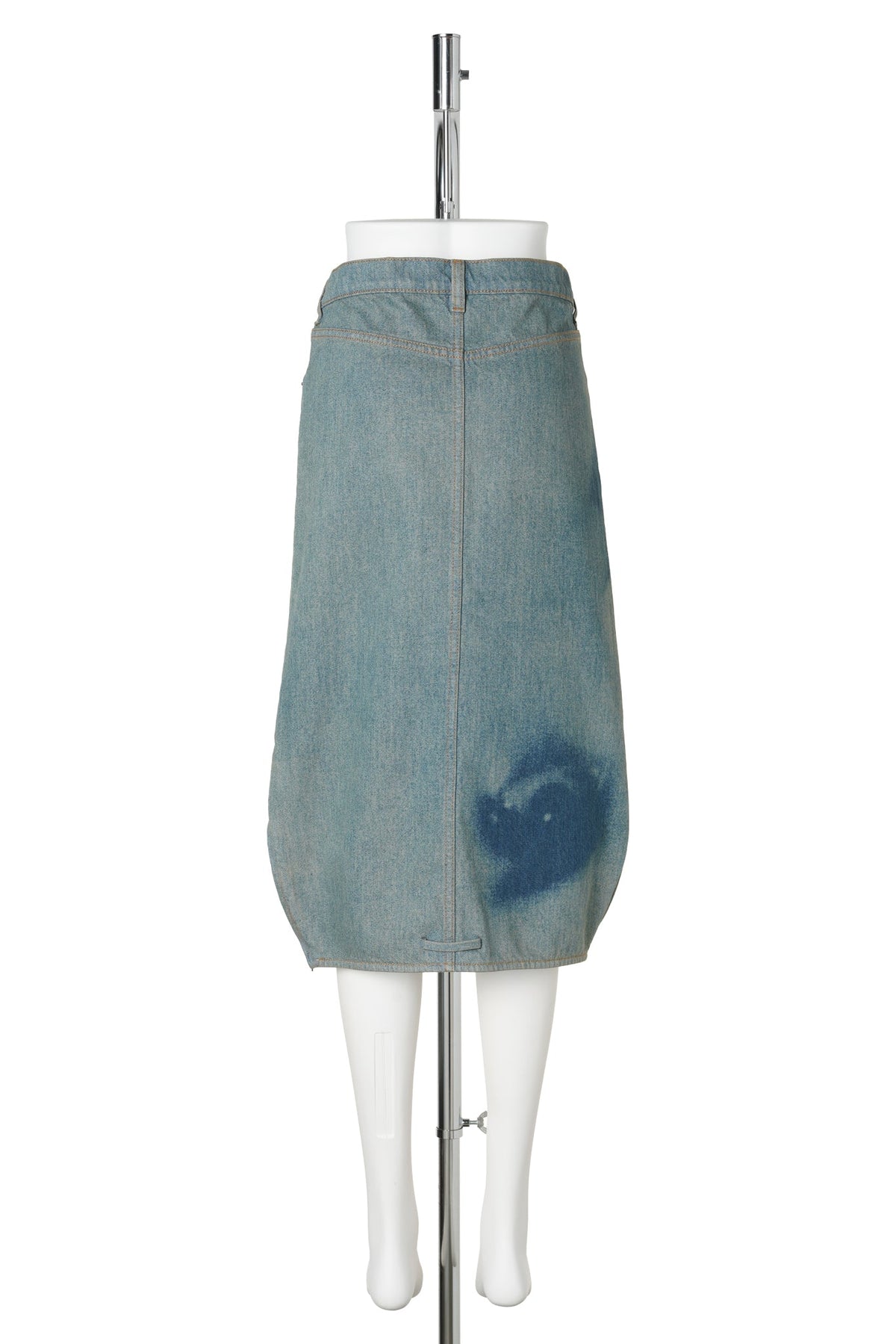UPSIDE DOWN DENIM SKIRT WITH FACE PRINT / 5568:INDIGO/BEIGE