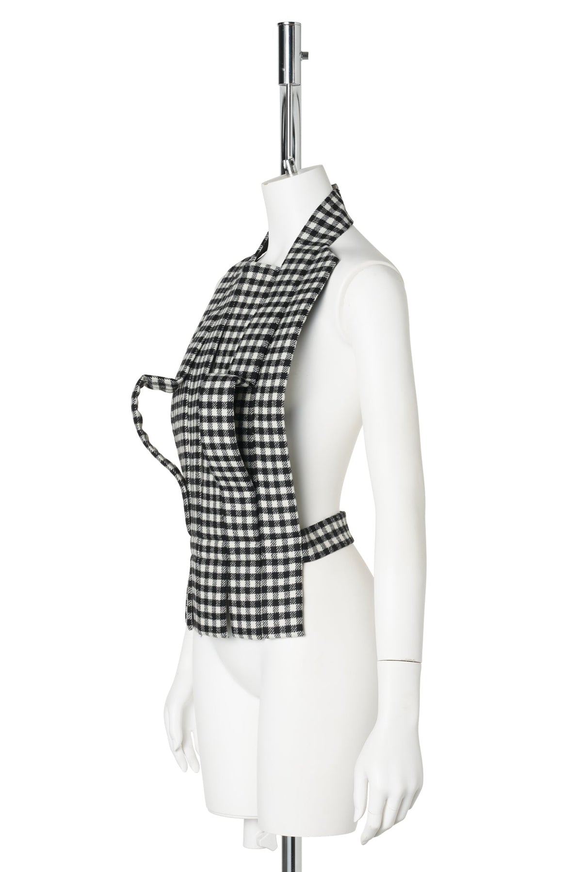 STRIPED CHECK WOOL TOP / 0001:BLACK/WHITE