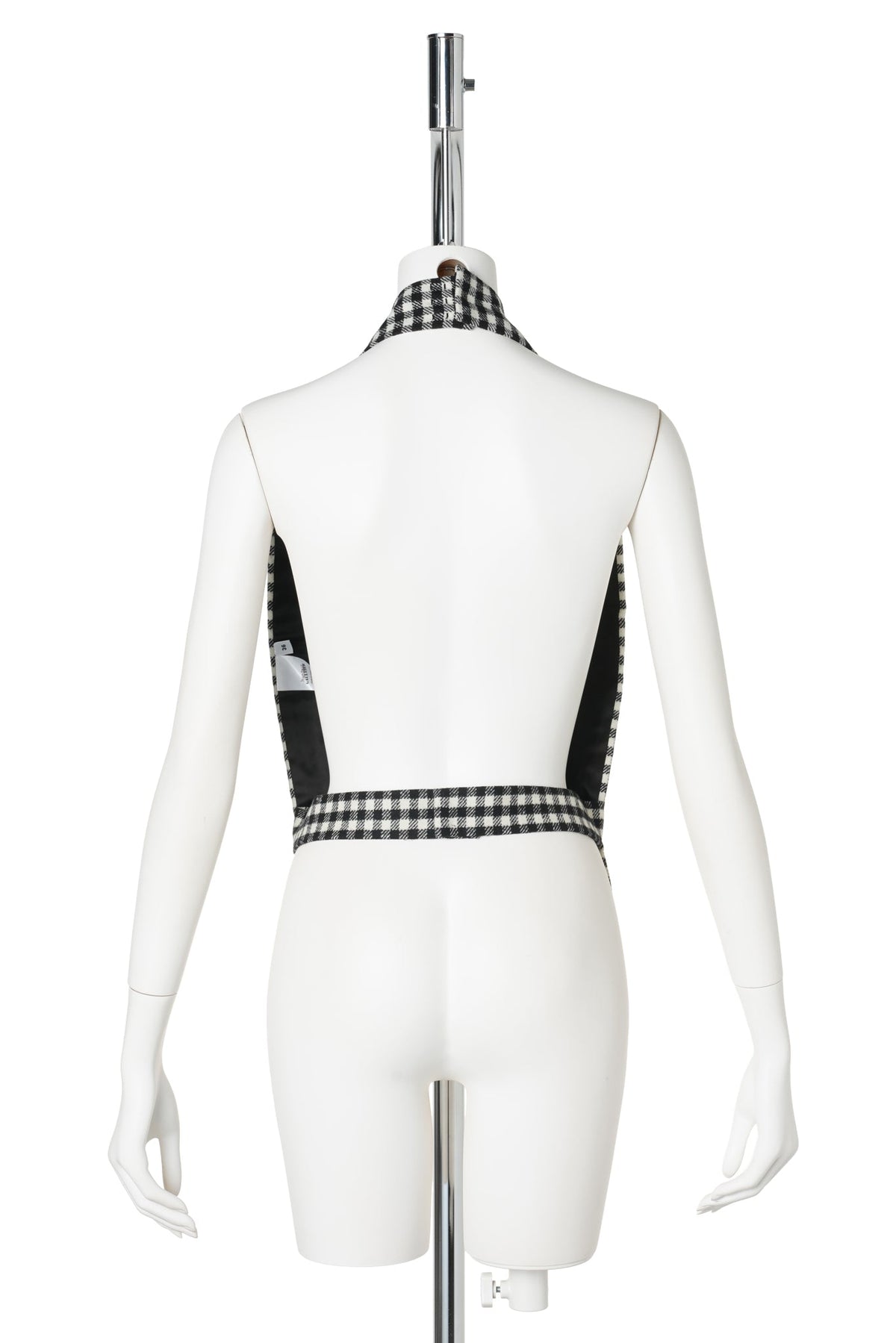STRIPED CHECK WOOL TOP / 0001:BLACK/WHITE
