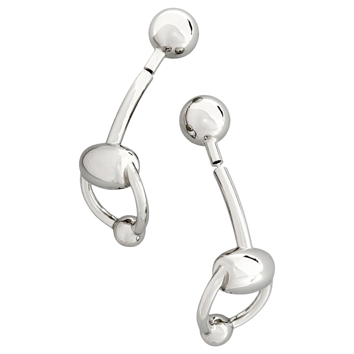 EQUESTRIAN PIERCING EARRINGS / SHINY SILVER