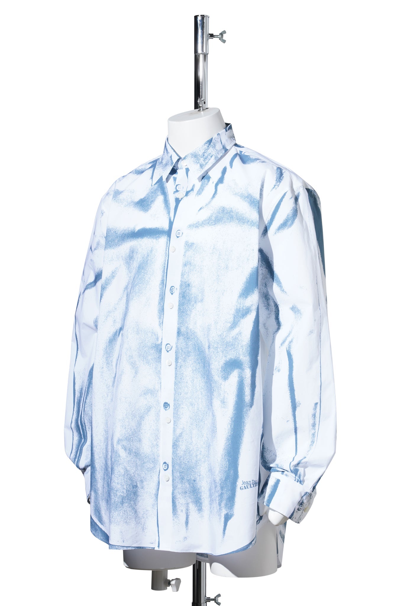 UNISEX SHIRT PRINTED "TROMPE L'OEIL SHIRT" / WHITE/BLUE GREY