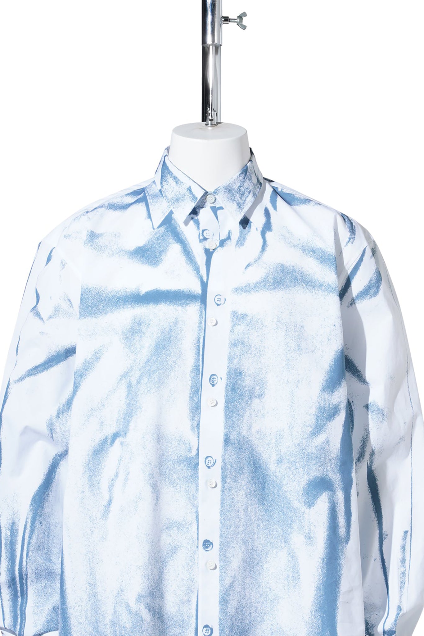 UNISEX SHIRT PRINTED "TROMPE L'OEIL SHIRT" / WHITE/BLUE GREY
