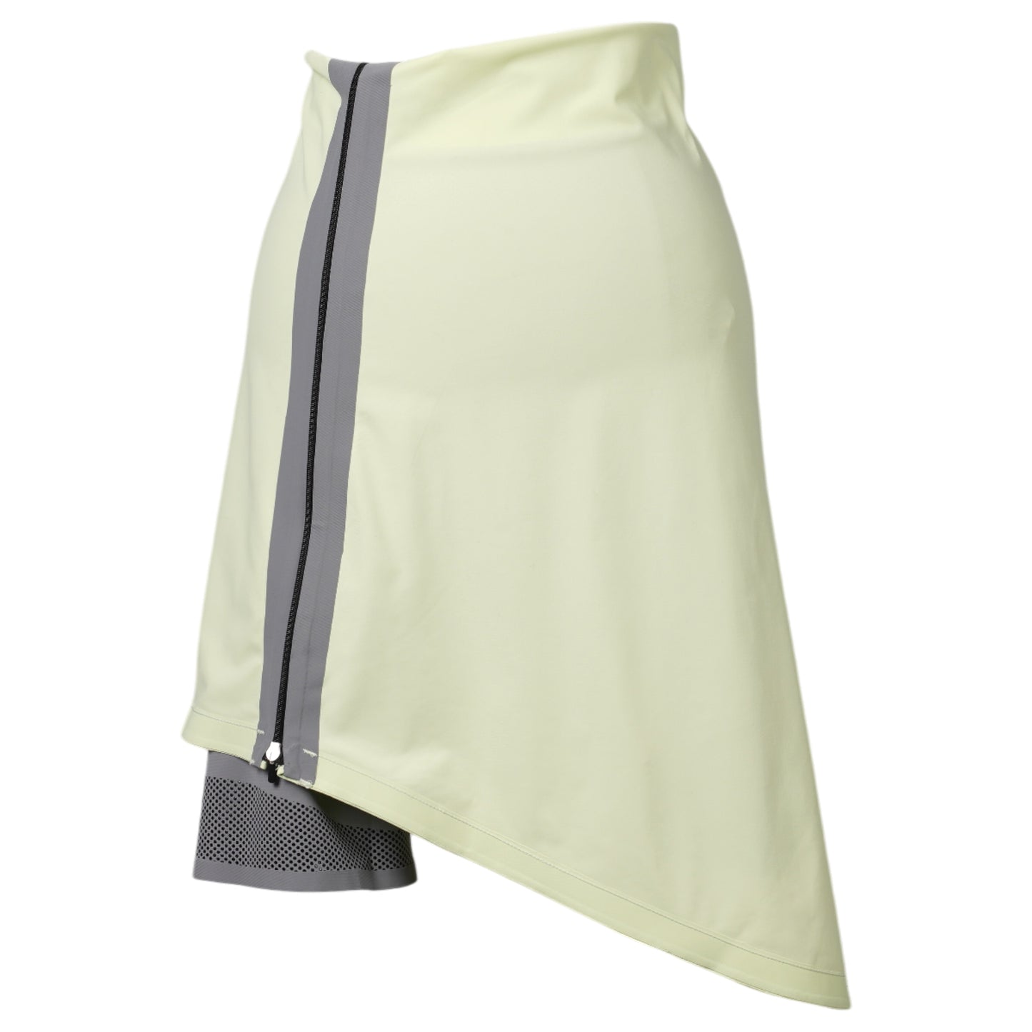 SKIRT-SHORTS WITH CONCEALED ZIPS AND POCKETS / LIME CREAM/GREY