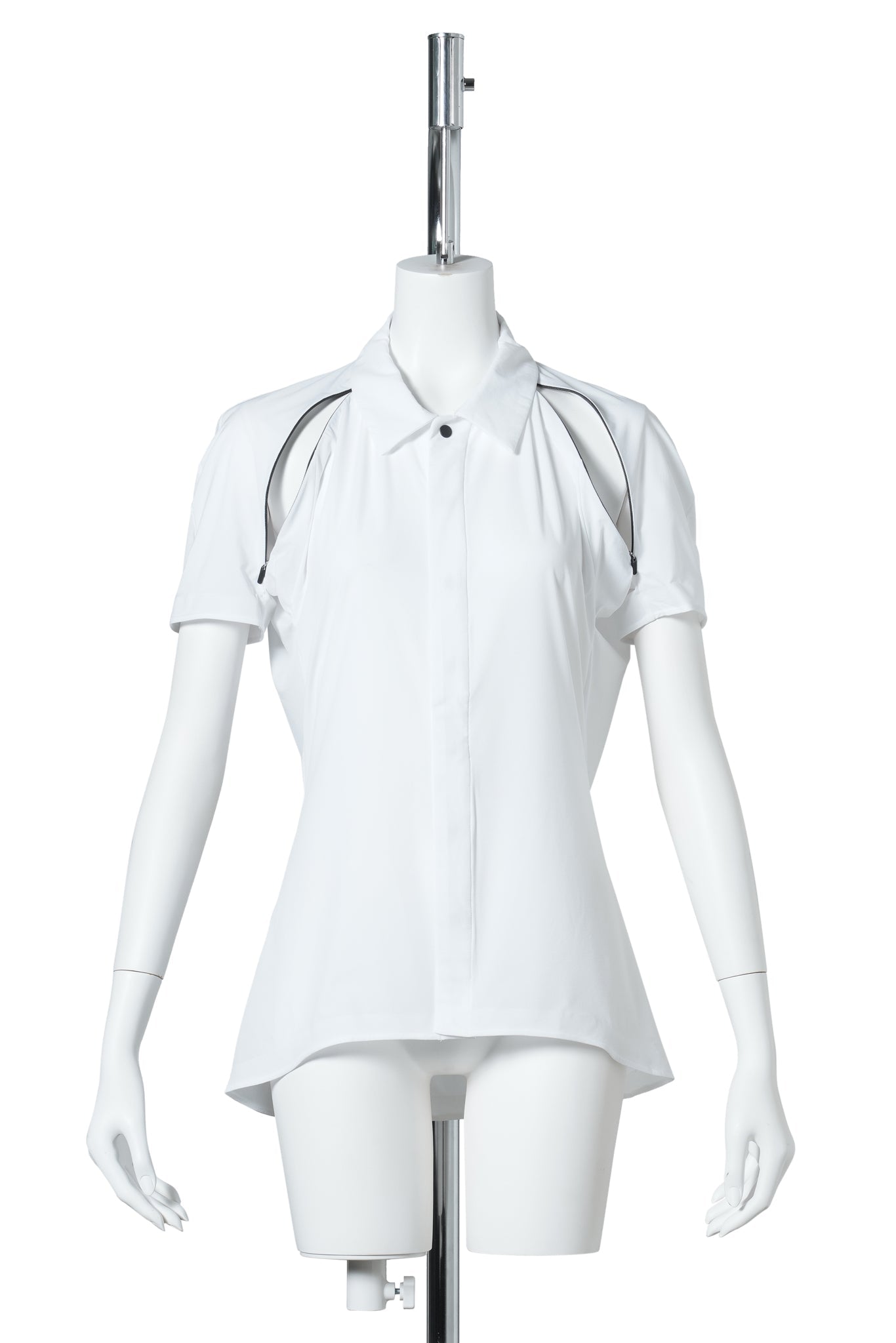 SHORT SLEEVE ZIP SHIRT / WHITE