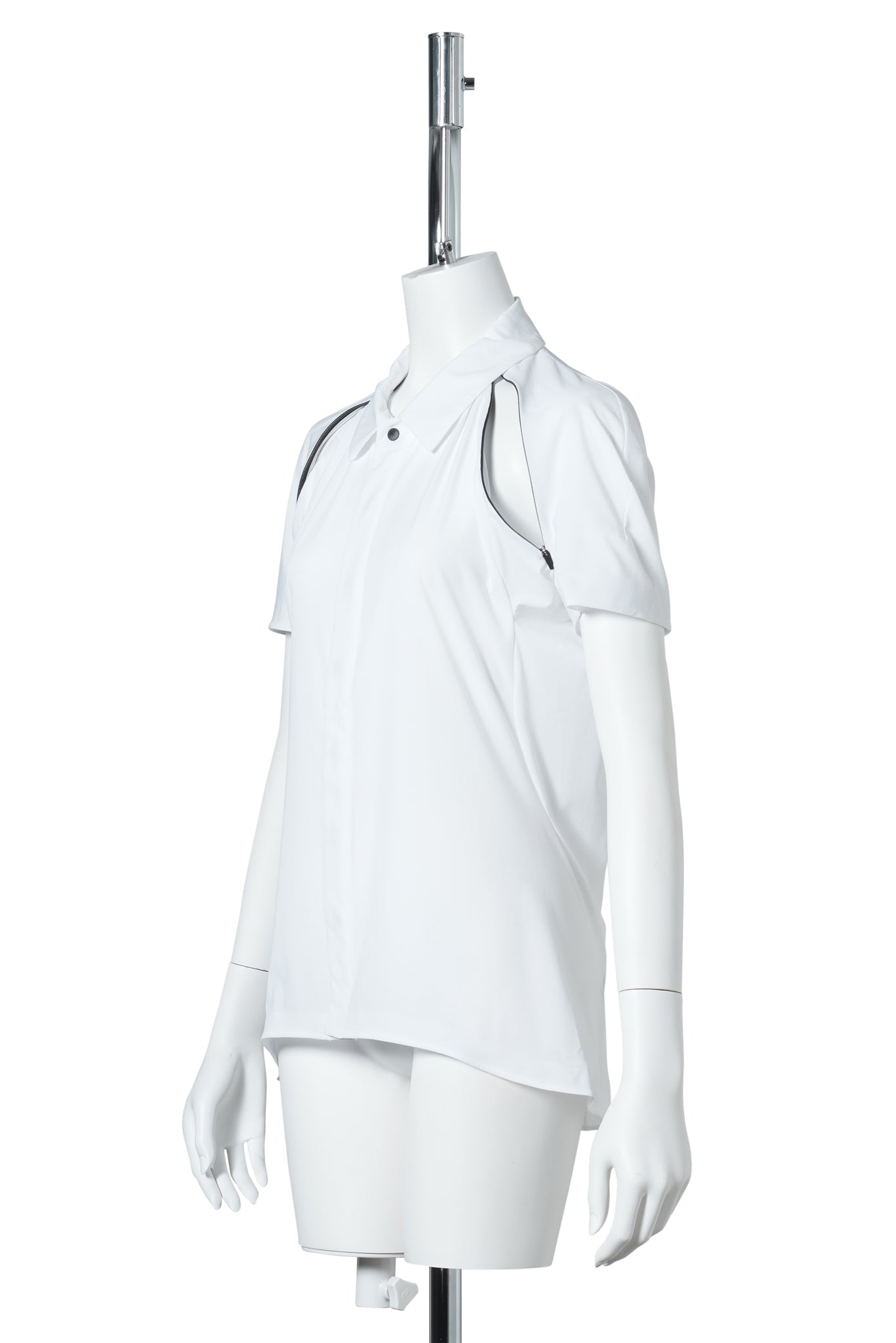 SHORT SLEEVE ZIP SHIRT / WHITE