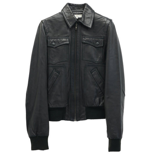 ZIP UP LEATHER JACKET / BLACK