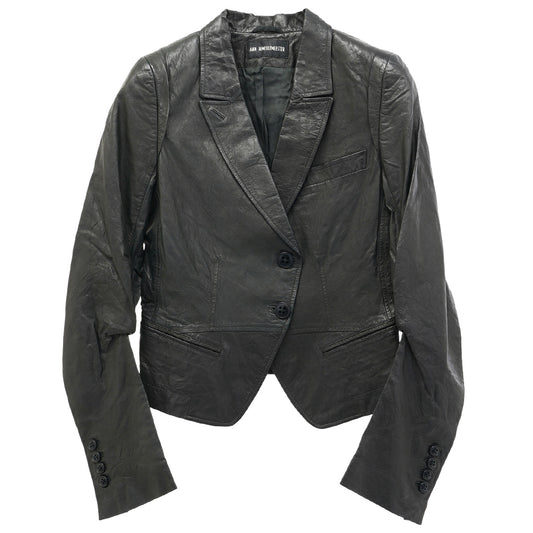 2 BUTTON LEATHER JACKET / BLACK