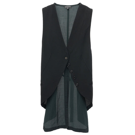 5 BUTTON LONG VEST / BLACK