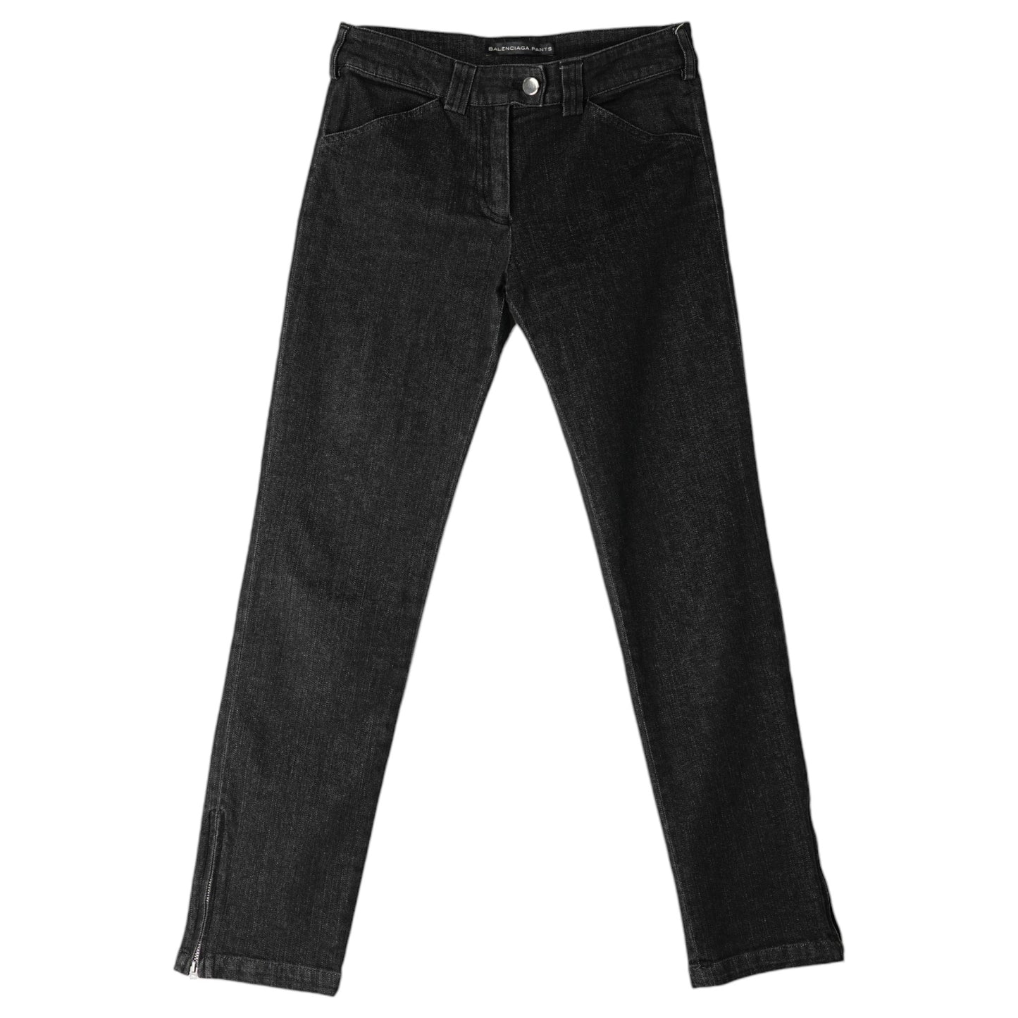 ZIPPER SKINNY DENIM PANTS / BLACK