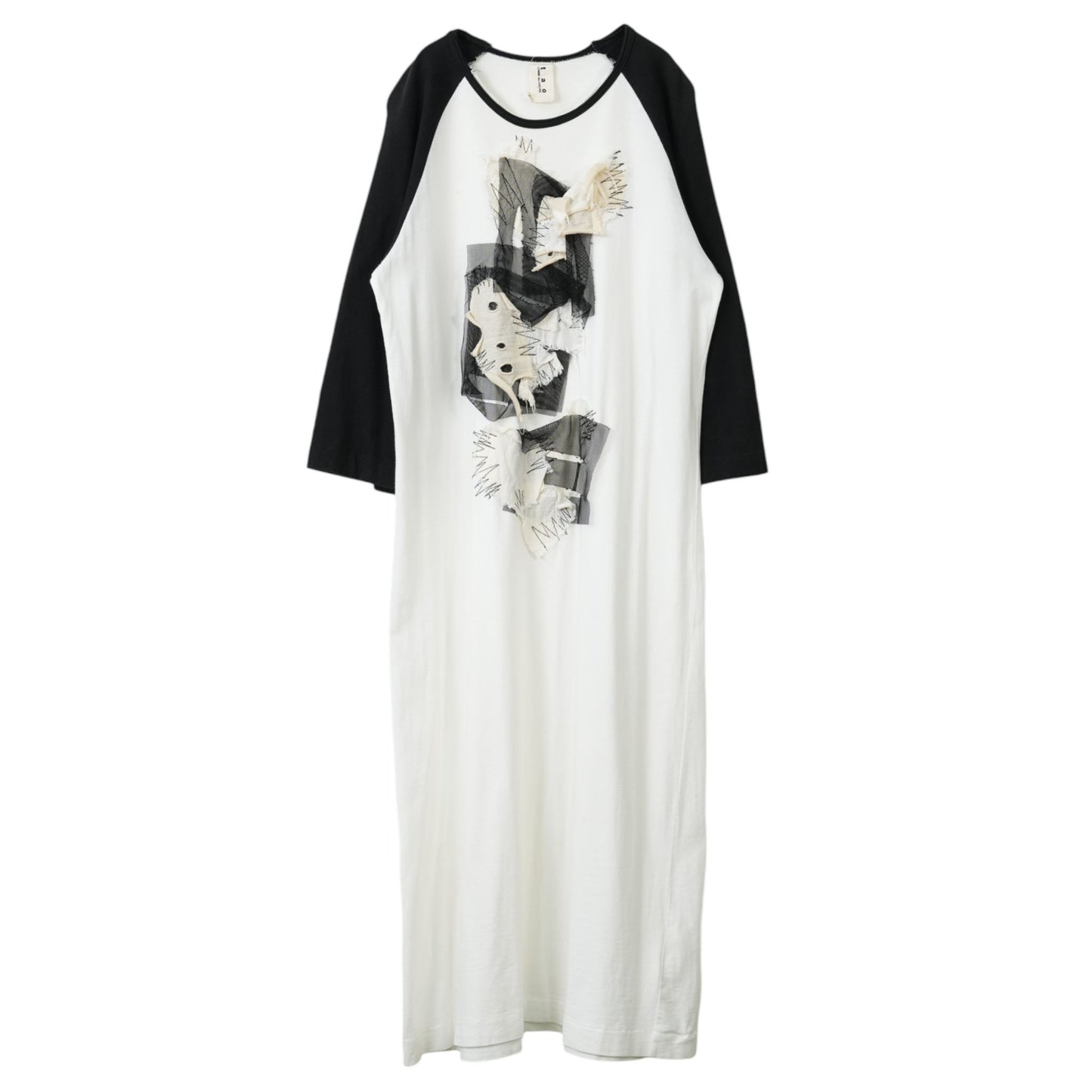 RAGLAN T-SHIRT LONG DRESS / WHITE&BLACK