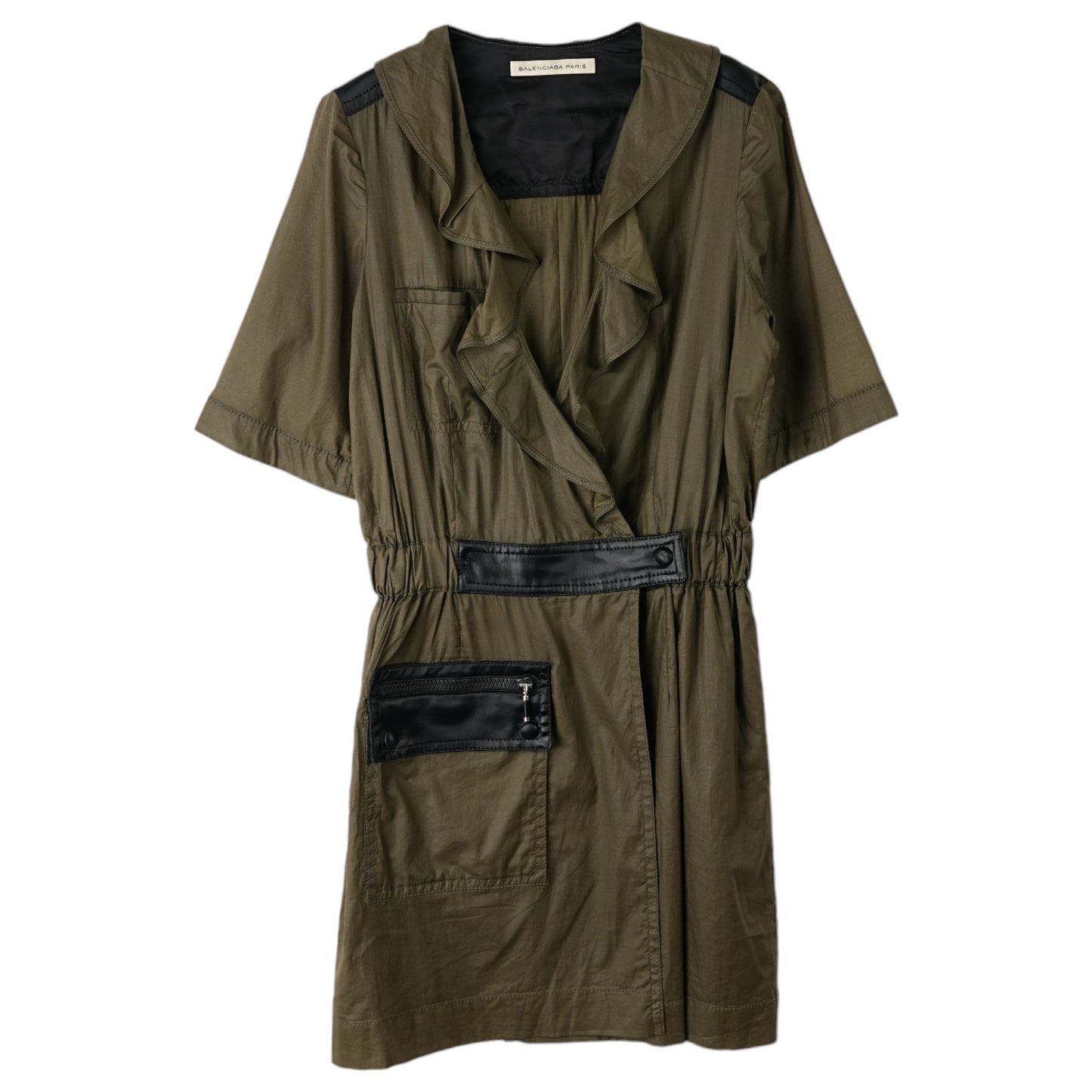 HALF SLEEVE JACKET-DRESS / KHAKI