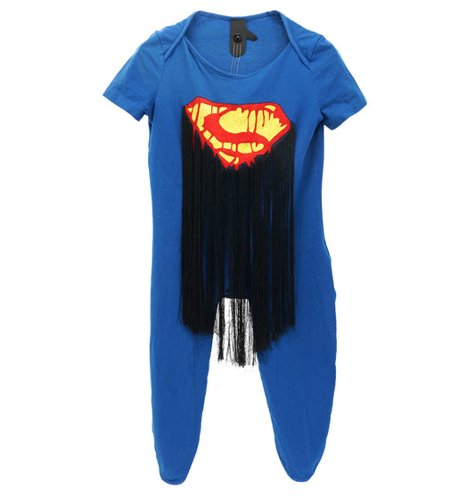 SUPERMAN TOP WITH FRINGES / BLUE