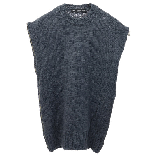 SIDE-ZIPPERED SLEEVELESS SWEATER / GREY