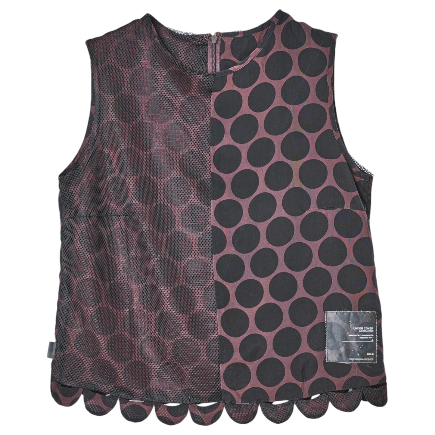 DOT SLEEVELESS TOP / BURGUNDY&BLACK