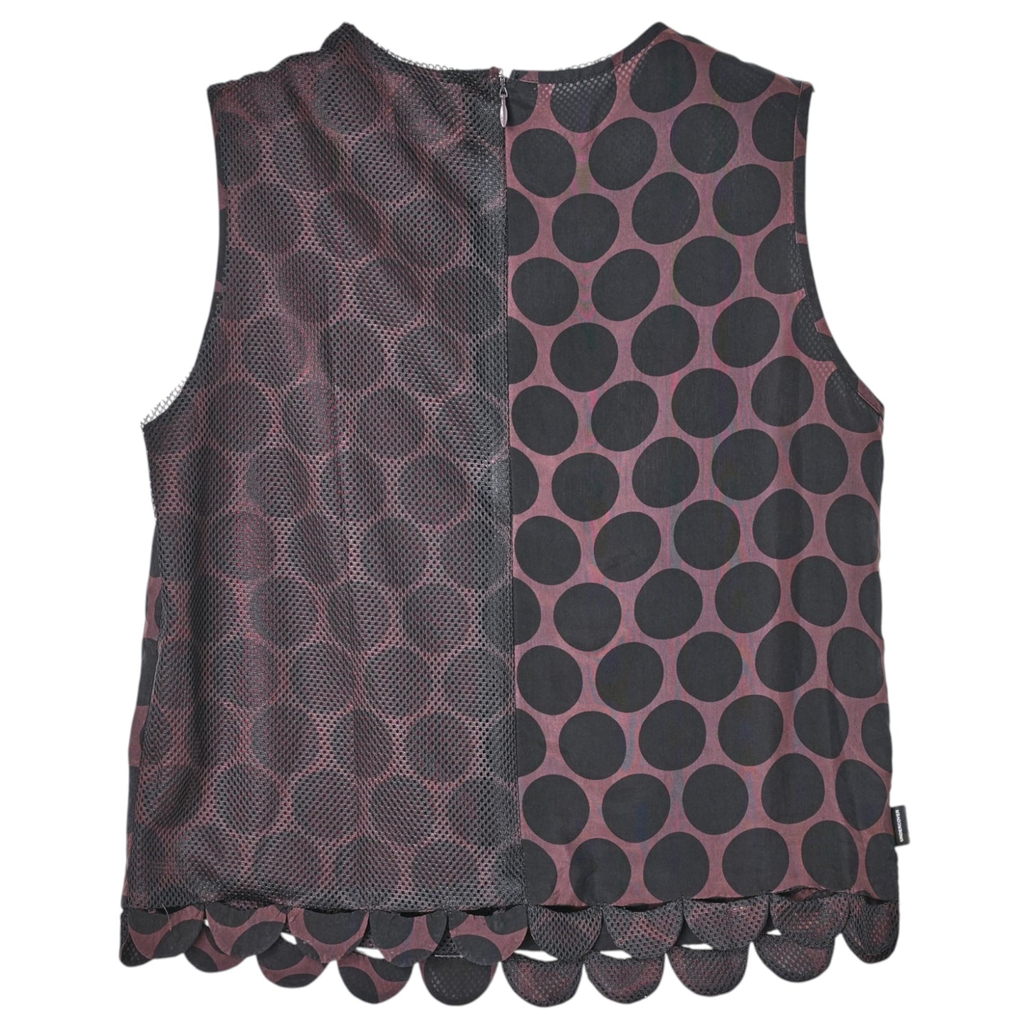 DOT SLEEVELESS TOP / BURGUNDY&BLACK