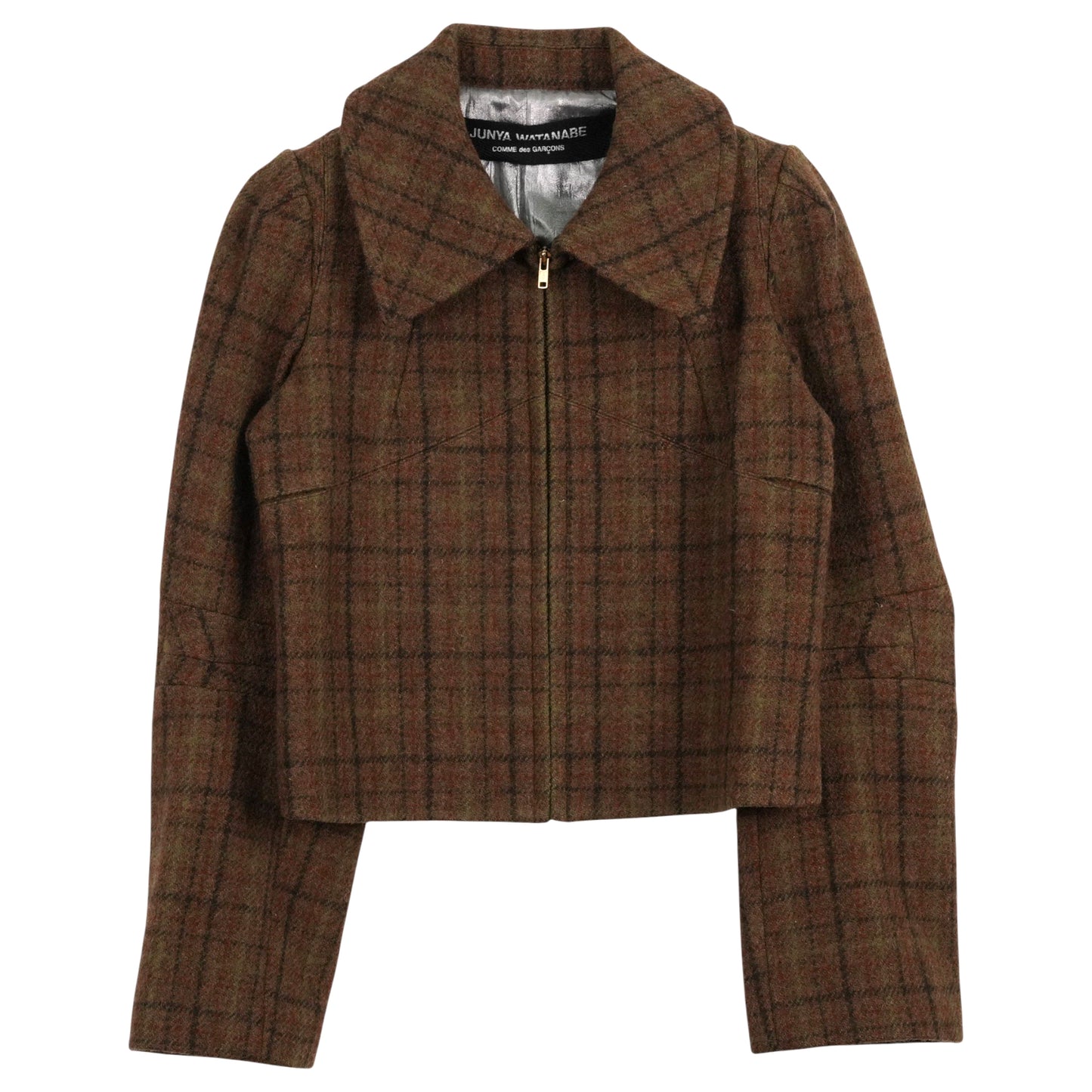 CHECK ZIP UP BLOUSON / BROWN