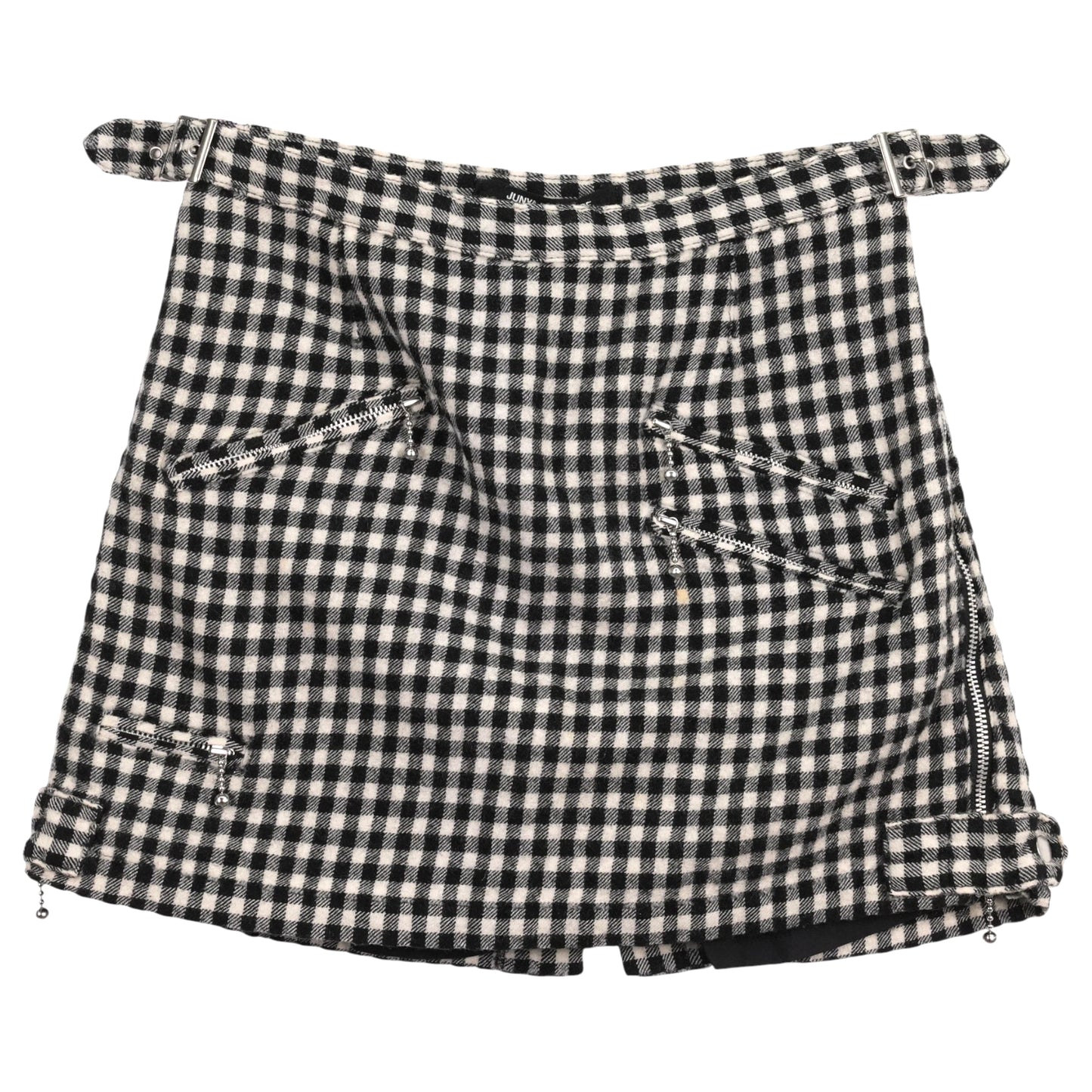 BIKER WRAP SKIRT / BLACK&WHITE