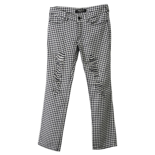 DAMAGED CHECK PANTS / BLACK&WHITE