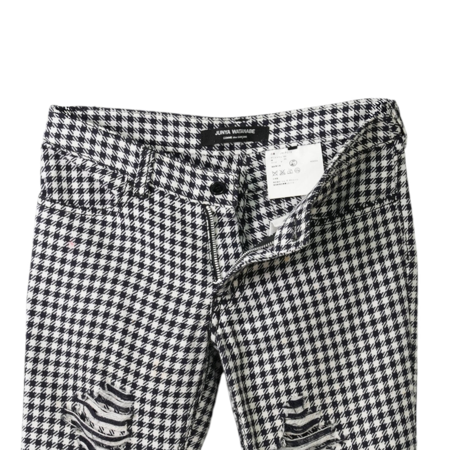 DAMAGED CHECK PANTS / BLACK&WHITE