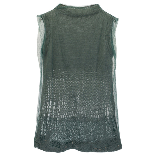 MESH LAYERED KNIT VEST / KHAKI