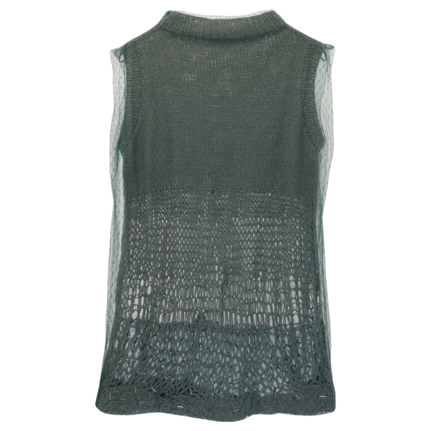 MESH LAYERED KNIT VEST / KHAKI