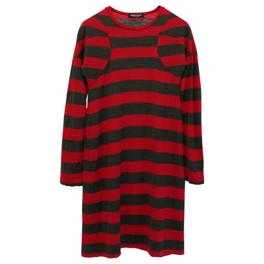 STRIPE KNIT DRESS / RED&BROWN