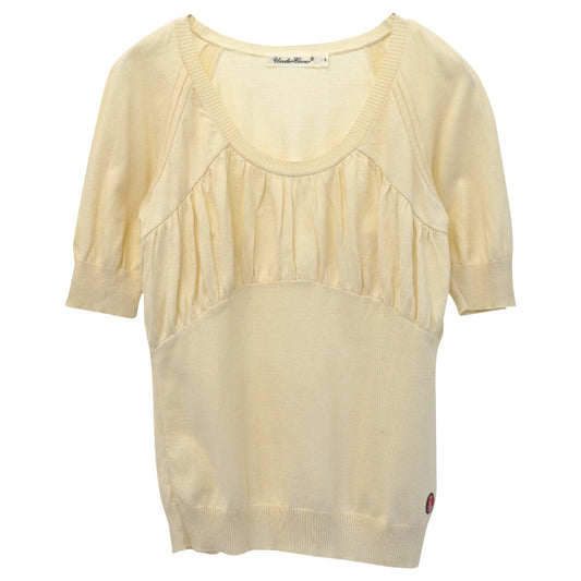 HALF SLEEVE KNIT TOP / CREME