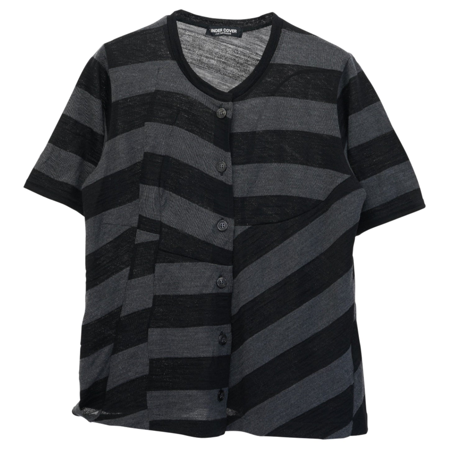 STRIPE CARDIGAN TOP / BLACK&GREY